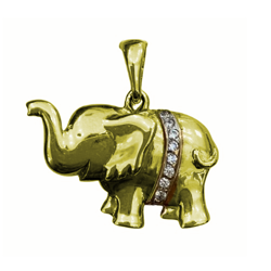 Złota zawieszka słoń na szczęście z cyrkoniami żółte złoto  próba 585